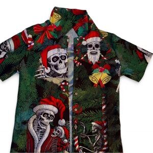 Festive Skeleton Print Casual Button Down Shirt